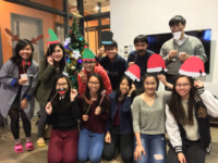 Ms YIP Hiu Ching Chloe (second row, first from left) and the other members of the Second Executive Committee of the Residents' Association (2015–16) in the first activity they organised—the Christmas Party in 2015.